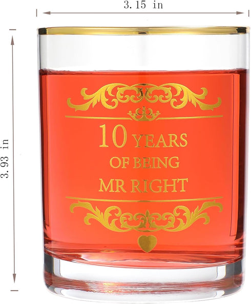 Engraved with 10 Years of Mrs Always Right Whiskey Glass
